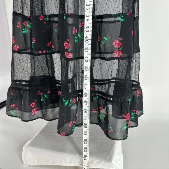 EXPRESS Maxi Floral Sheer Mid Lined Maxi Dress Size 8 Black - Picture 8 of 11